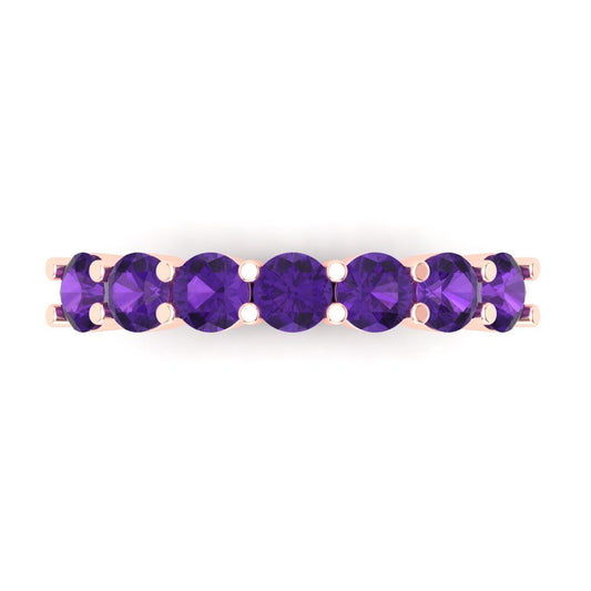 1.19 cttw Natural Amethyst Round Cut Rose Gold Eternity Wedding Band