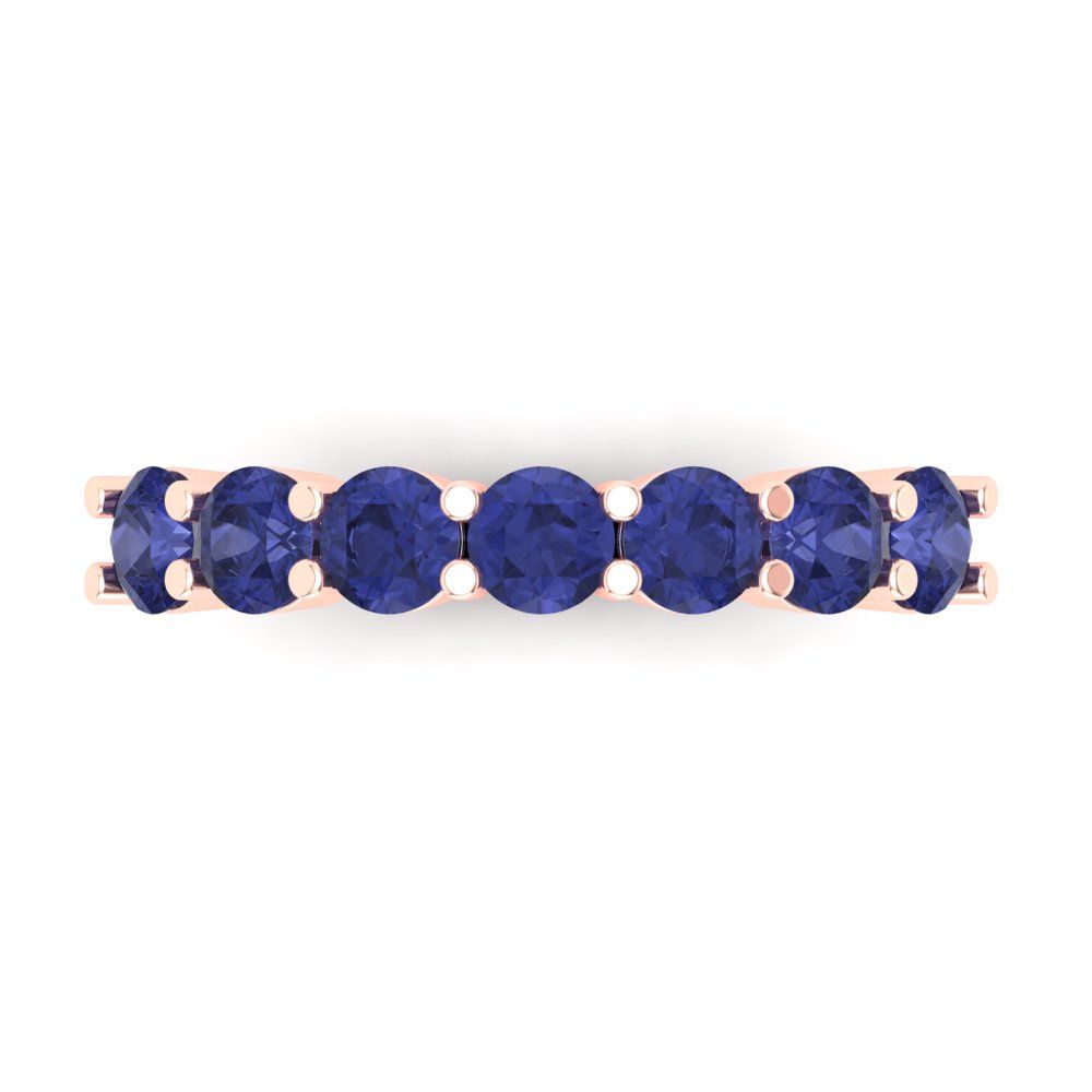 1.19 cttw Simulated Tanzanite Round Cut Rose Gold Eternity Wedding Band