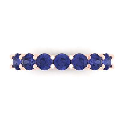 1.19 cttw Simulated Tanzanite Round Cut Rose Gold Eternity Wedding Band
