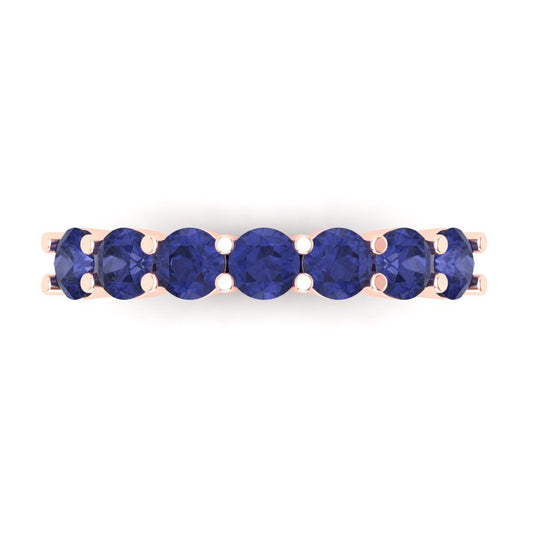 1.19 cttw Simulated Tanzanite Round Cut Rose Gold Eternity Wedding Band