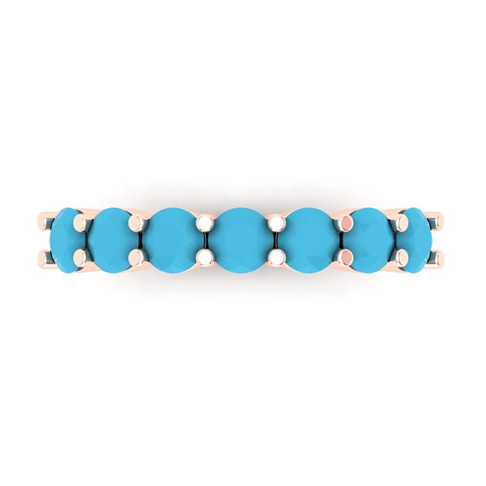 1.19 cttw Simulated Turquoise Round Cut Rose Gold Eternity Wedding Band