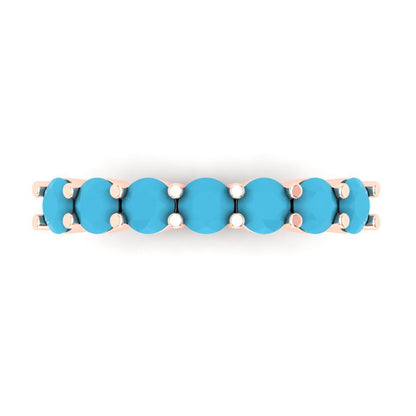 1.19 cttw Simulated Turquoise Round Cut Rose Gold Eternity Wedding Band