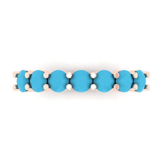 1.19 cttw Simulated Turquoise Round Cut Rose Gold Eternity Wedding Band