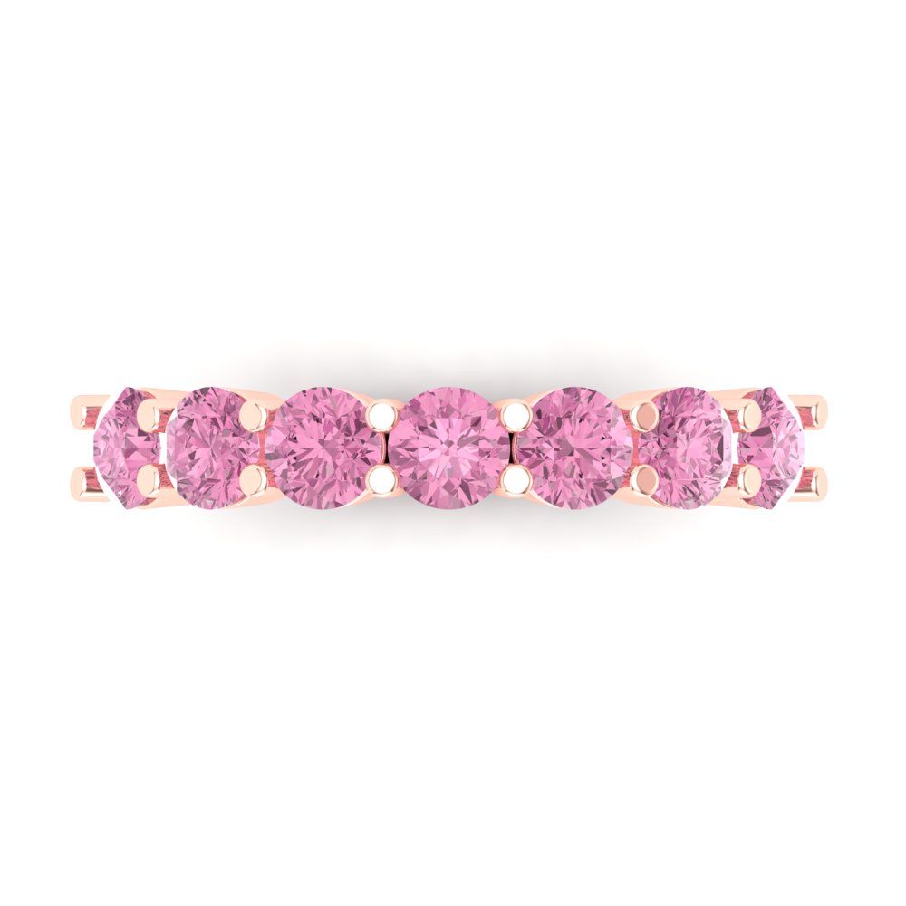 1.19 cttw Simulated Pink Diamond Round Cut Rose Gold Eternity Wedding Band