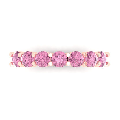 1.19 cttw Simulated Pink Diamond Round Cut Rose Gold Eternity Wedding Band