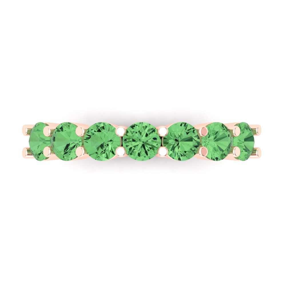 1.19 cttw Simulated Green Diamond Round Cut Rose Gold Eternity Wedding Band