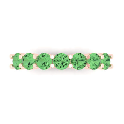 1.19 cttw Simulated Green Diamond Round Cut Rose Gold Eternity Wedding Band