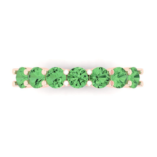 1.19 cttw Simulated Green Diamond Round Cut Rose Gold Eternity Wedding Band