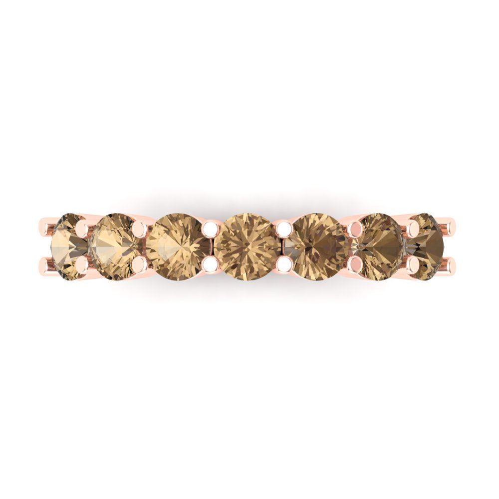 1.19 cttw Simulated Champagne Diamond Round Cut Rose Gold Eternity Wedding Band