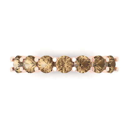 1.19 cttw Simulated Champagne Diamond Round Cut Rose Gold Eternity Wedding Band