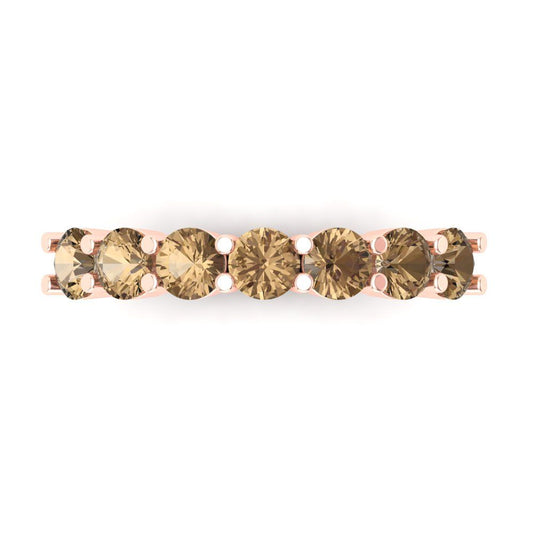 1.19 cttw Simulated Champagne Diamond Round Cut Rose Gold Eternity Wedding Band