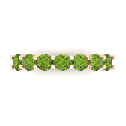 1.19 cttw Natural Peridot Round Cut Rose Gold Eternity Wedding Band