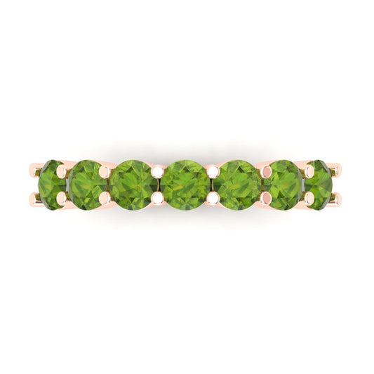 1.19 cttw Natural Peridot Round Cut Rose Gold Eternity Wedding Band