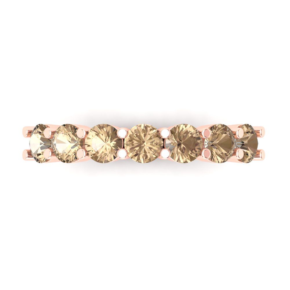 1.19 cttw Yellow Moissanite Round Cut Rose Gold Eternity Wedding Band