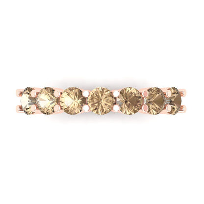 1.19 cttw Yellow Moissanite Round Cut Rose Gold Eternity Wedding Band