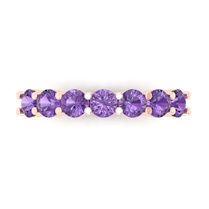 1.19 cttw Simulated Alexandrite Round Cut Rose Gold Eternity Wedding Band
