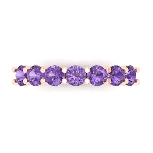 1.19 cttw Simulated Alexandrite Round Cut Rose Gold Eternity Wedding Band