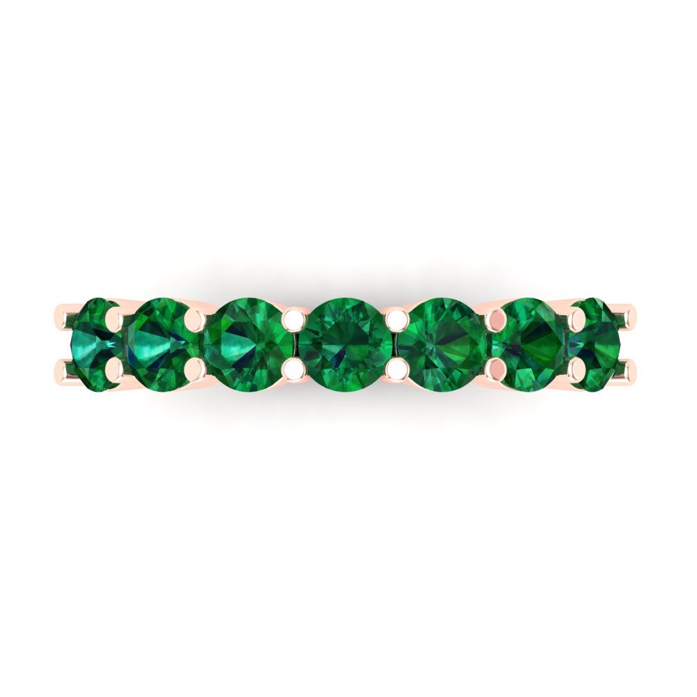 1.19 cttw Simulated Emerald Round Cut Rose Gold Eternity Wedding Band