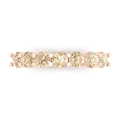 1.19 cttw Natural Morganite Round Cut Rose Gold Eternity Wedding Band