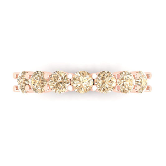 1.19 cttw Natural Morganite Round Cut Rose Gold Eternity Wedding Band
