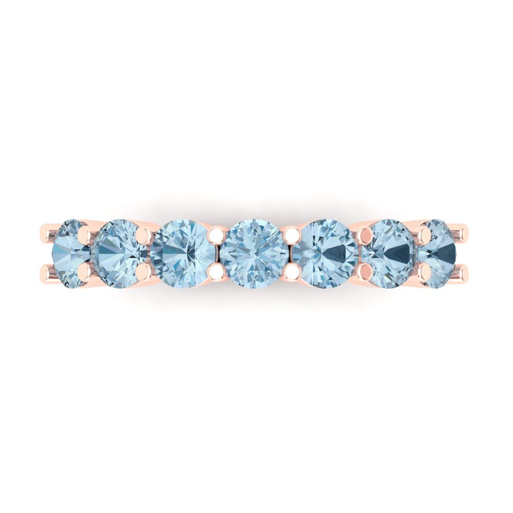 1.19 cttw Natural Swiss Blue Topaz Round Cut Rose Gold Eternity Wedding Band