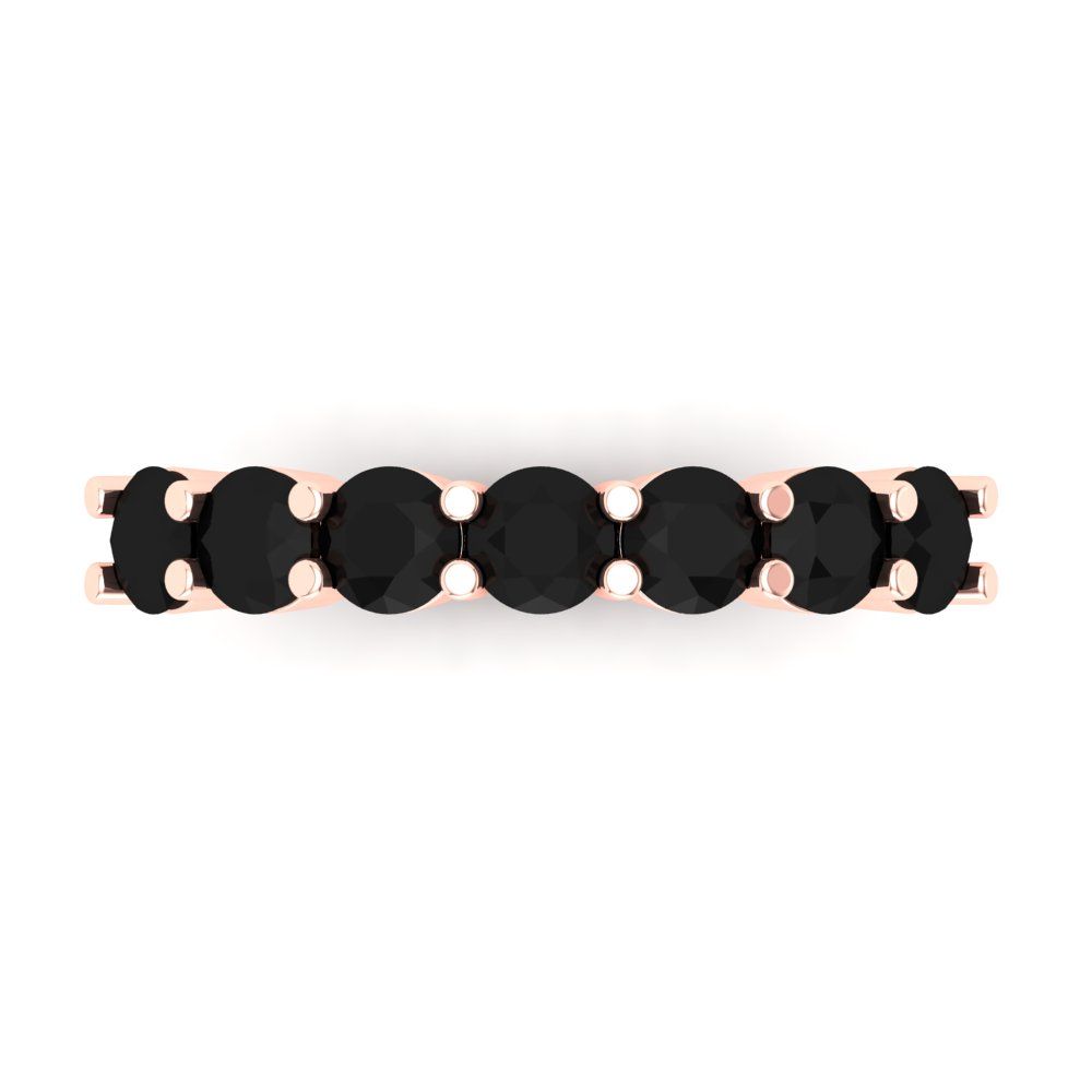 1.19 cttw Natural Onyx Round Cut Rose Gold Eternity Wedding Band