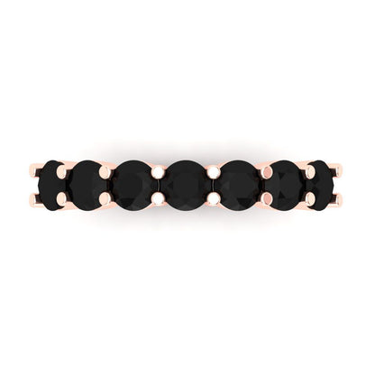 1.19 cttw Natural Onyx Round Cut Rose Gold Eternity Wedding Band