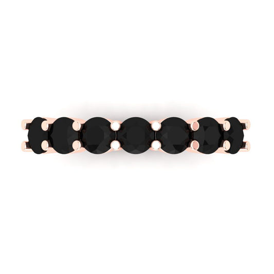 1.19 cttw Natural Onyx Round Cut Rose Gold Eternity Wedding Band