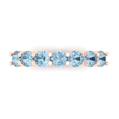 1.19 cttw Simulated Blue Diamond Round Cut Rose Gold Eternity Wedding Band