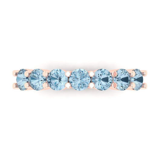1.19 cttw Simulated Blue Diamond Round Cut Rose Gold Eternity Wedding Band