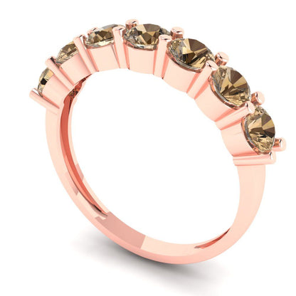 1.19 cttw Simulated Champagne Diamond Round Cut Rose Gold Eternity Wedding Band