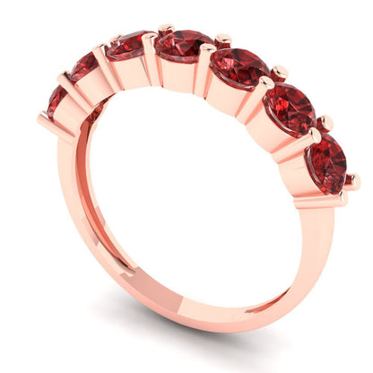1.19 cttw Natural Garnet Round Cut Rose Gold Eternity Wedding Band