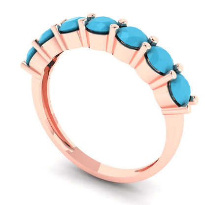 1.19 cttw Simulated Turquoise Round Cut Rose Gold Eternity Wedding Band