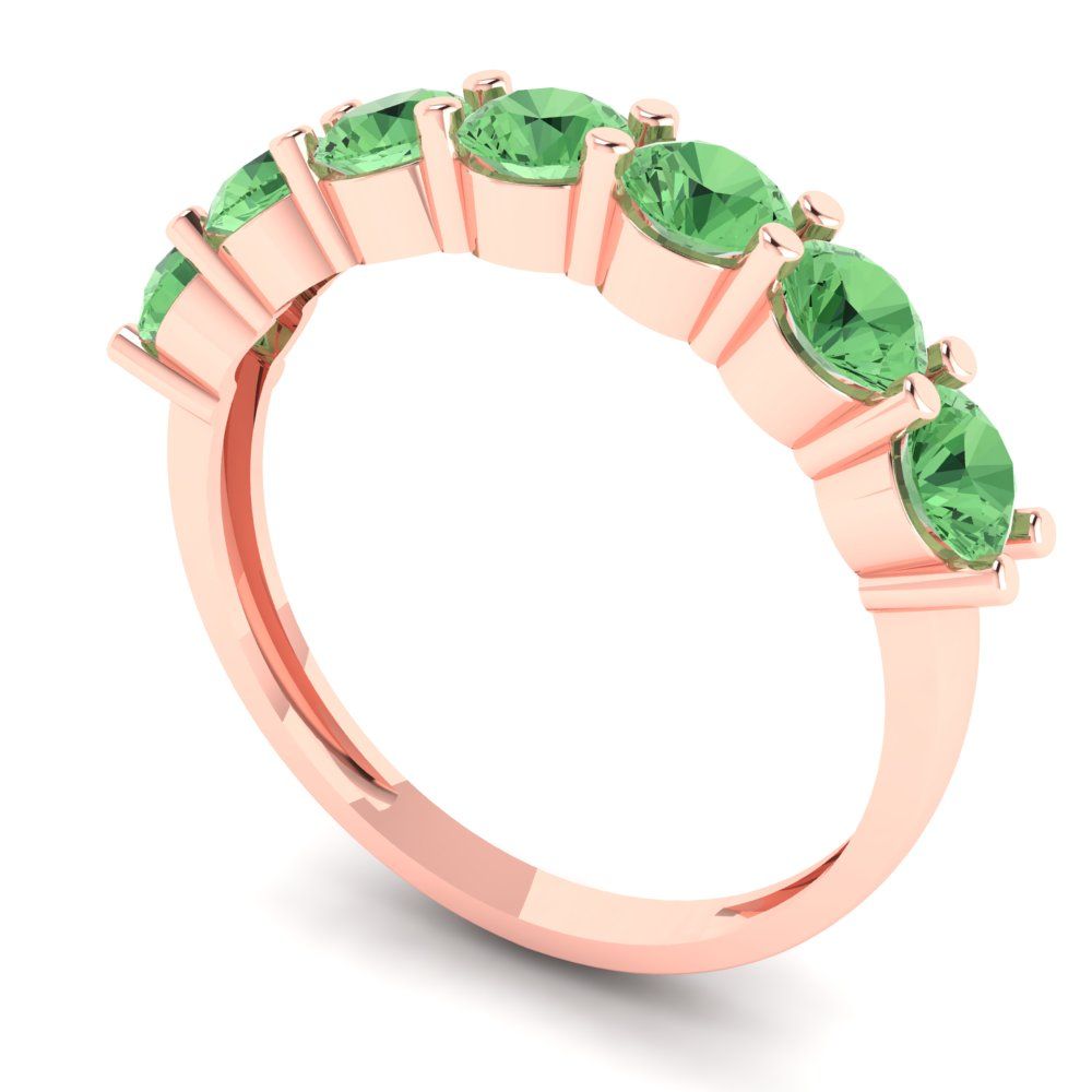 1.19 cttw Simulated Green Diamond Round Cut Rose Gold Eternity Wedding Band