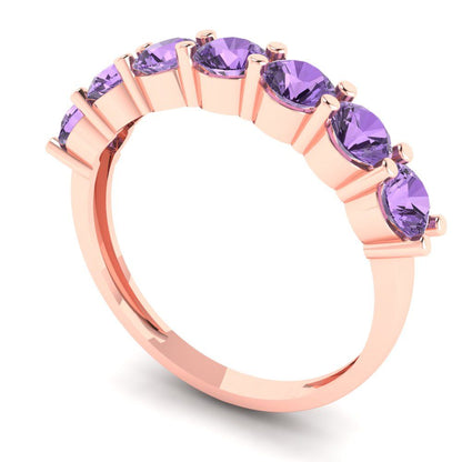 1.19 cttw Simulated Alexandrite Round Cut Rose Gold Eternity Wedding Band