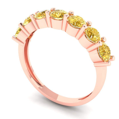 1.19 cttw Natural Citrine Round Cut Rose Gold Eternity Wedding Band