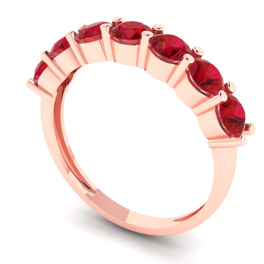 1.19 cttw Simulated Pink Tourmaline Round Cut Rose Gold Eternity Wedding Band