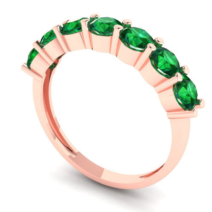 1.19 cttw Simulated Emerald Round Cut Rose Gold Eternity Wedding Band
