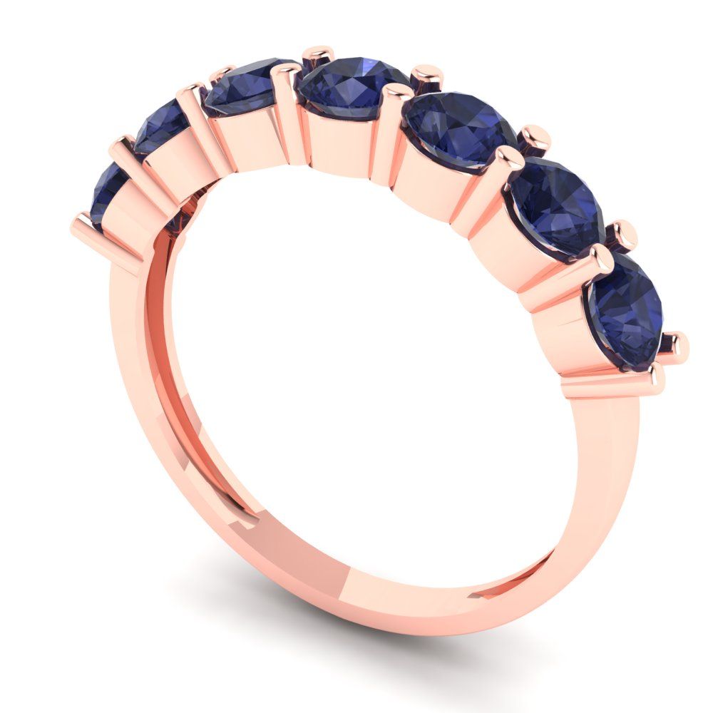 1.19 cttw Simulated Blue Sapphire Round Cut Rose Gold Eternity Wedding Band