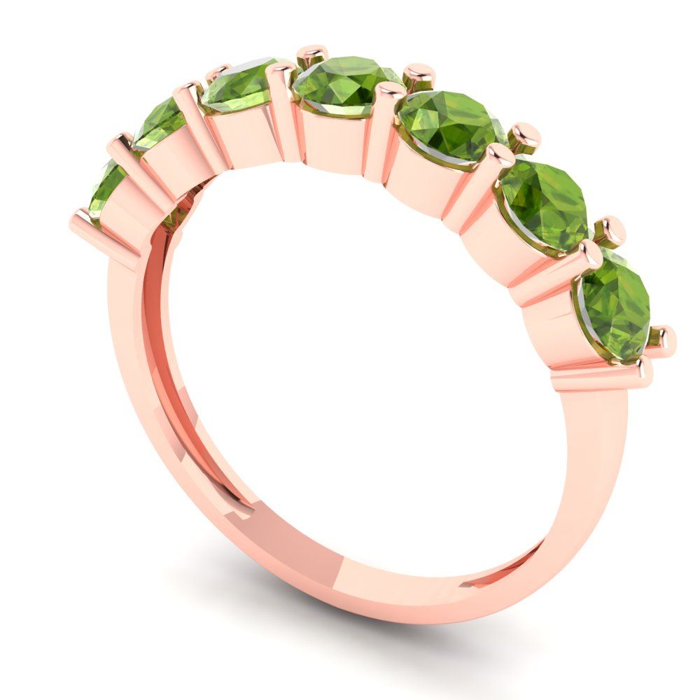 1.19 cttw Natural Peridot Round Cut Rose Gold Eternity Wedding Band