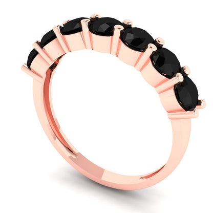 1.19 cttw Natural Onyx Round Cut Rose Gold Eternity Wedding Band
