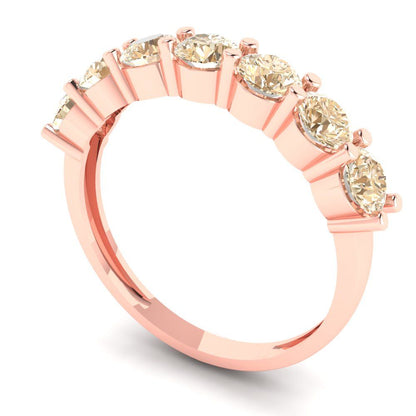 1.19 cttw Natural Morganite Round Cut Rose Gold Eternity Wedding Band
