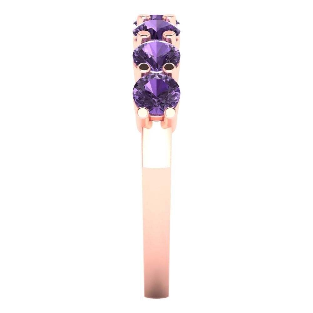 1.19 cttw Simulated Alexandrite Round Cut Rose Gold Eternity Wedding Band