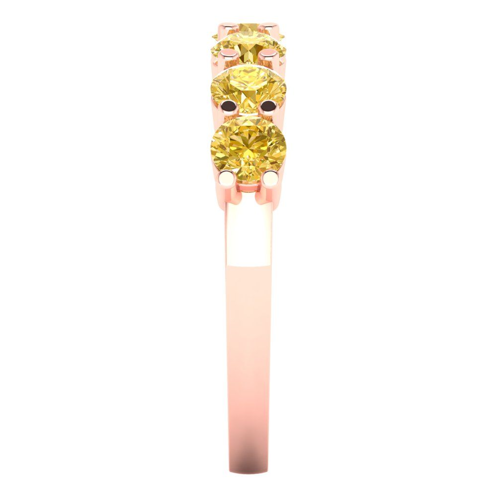 1.19 cttw Natural Citrine Round Cut Rose Gold Eternity Wedding Band