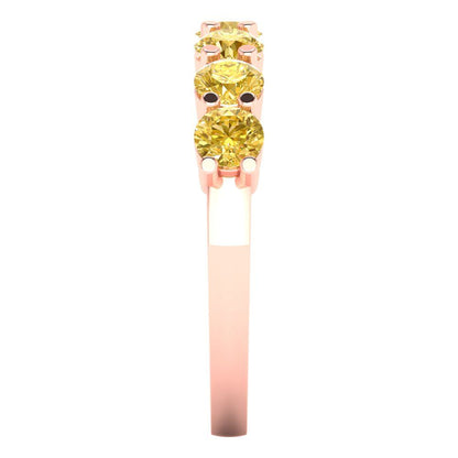 1.19 cttw Natural Citrine Round Cut Rose Gold Eternity Wedding Band
