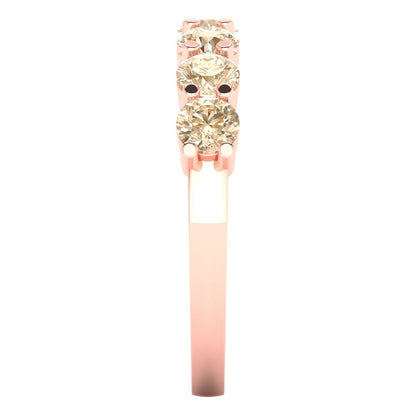 1.19 cttw Natural Morganite Round Cut Rose Gold Eternity Wedding Band