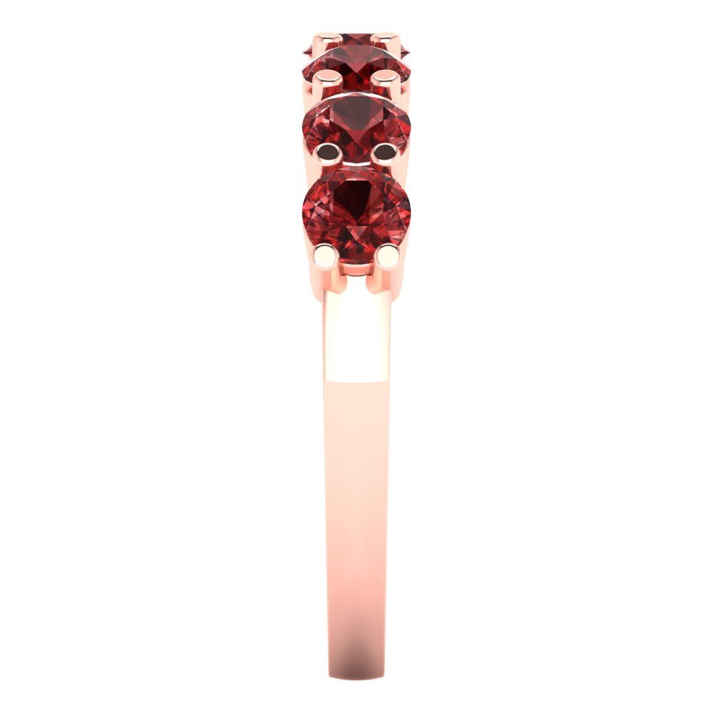 1.19 cttw Natural Garnet Round Cut Rose Gold Eternity Wedding Band