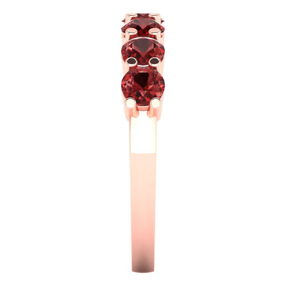 1.19 cttw Natural Garnet Round Cut Rose Gold Eternity Wedding Band