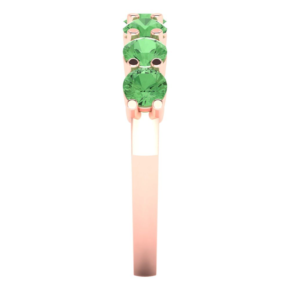 1.19 cttw Simulated Green Diamond Round Cut Rose Gold Eternity Wedding Band