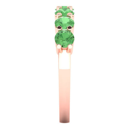 1.19 cttw Simulated Green Diamond Round Cut Rose Gold Eternity Wedding Band